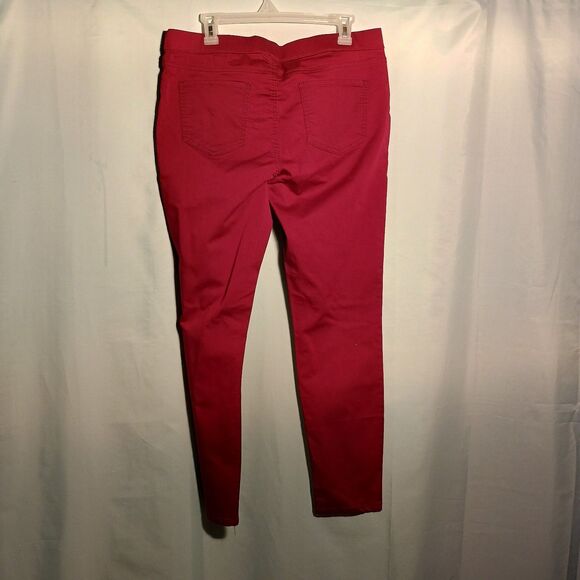 Women's Red Skinny Stretch Pants – Pull-On Slim Fit Trousers - Picture 5 of 5
